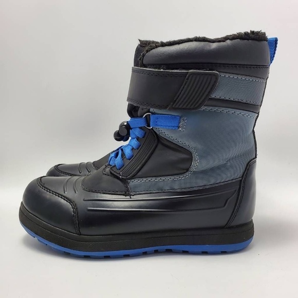 Wonder Nation Sintetico Winter Skater Boot Black Blue Lace Up Size 5 - Picture 2 of 12